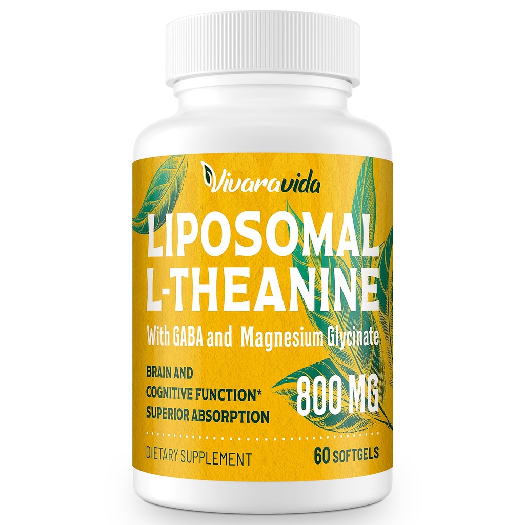 L-Theanine 800mg Suplemento con GABA y Magnesium Glycinate - Compuesto natural, sueño y relajación (60 Softgels)