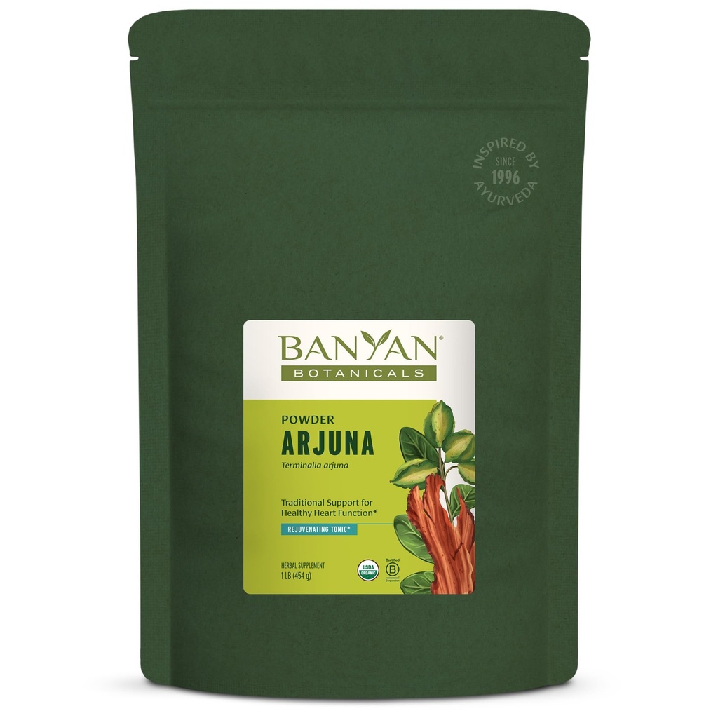 Banyan Botanicals Arjuna Bark Powder – Orgánica Arjuna (Terminalia Arjuna) – Natural Herbal Heart Health Supplement and Rejuvenating Tonic* – 1 lb. – No GMO Sosteniblemente Fuente Vegan