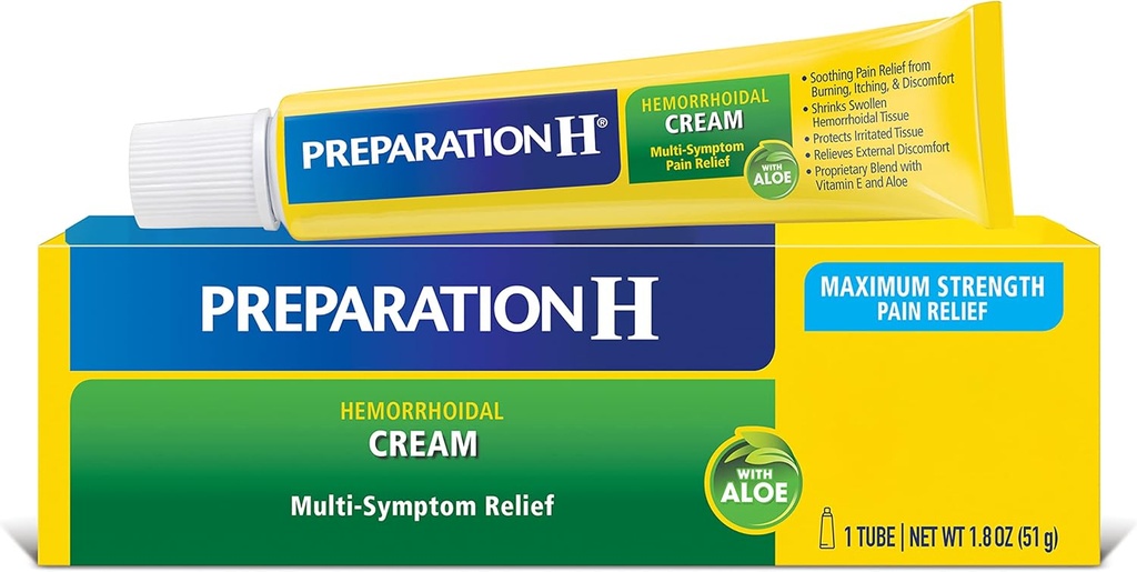 Preparación H Hemorrhoid Cream con Aloe para Alivio Multi-Síntoma - 1.8 Oz Tube