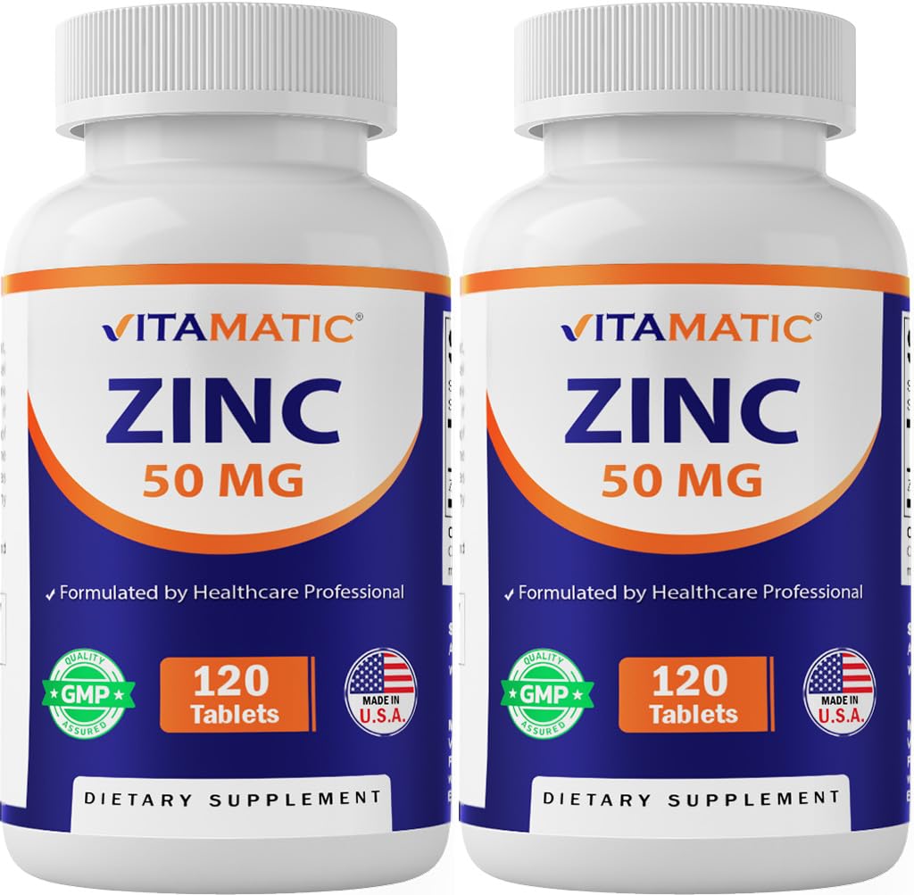 Vitamatic Zinc 50mg como Zinc Gluconate 120 Cuenta - Suplemento de inmunidad (Total 240 Tablets) - 2 Pack