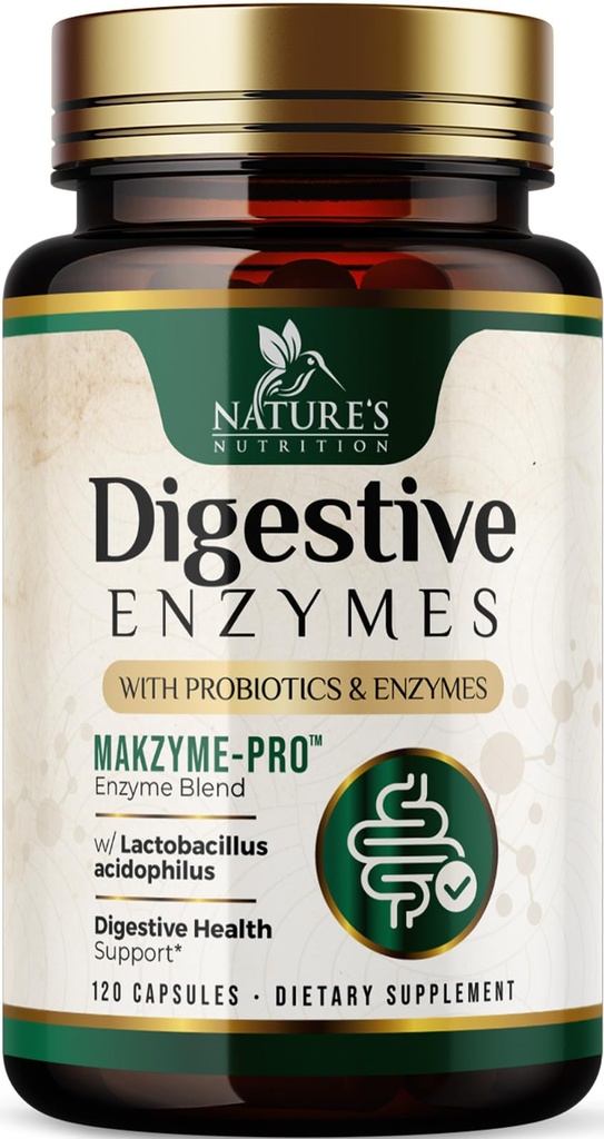 Digestive Enzymes - Super Digestive Multi Enzyme Complex for Bloating & Gut Health Support with Bromelain, Papain, Probiotics & Prebiotics - Digestion Health Support for Women & Men - 120 Capsules
