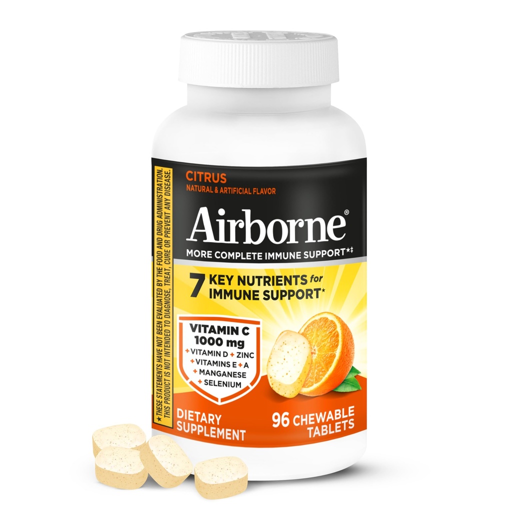 Vitamina C 1000mg (por servicio) - Citrus Chewable Tablets (96 Cuenta en una caja) - Embalaje Mayo Vary