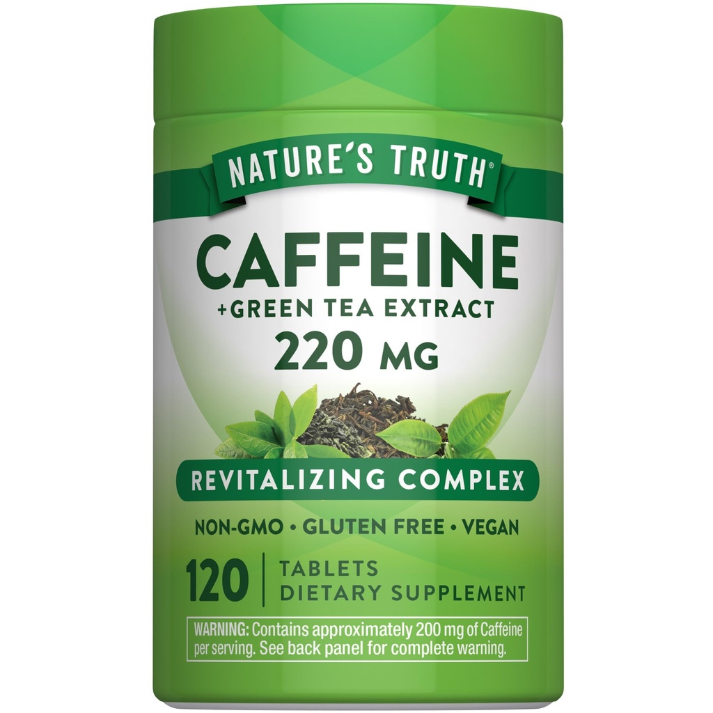 La verdad de la naturaleza Caffeine Pills ← 220mg ← 120 Conteo Silencioso con té verde Extract 