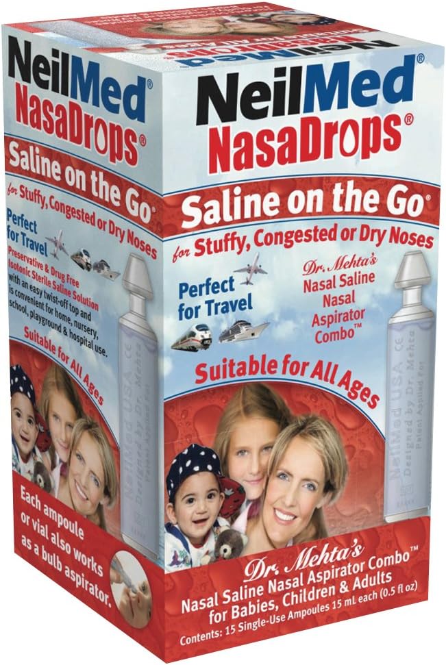 Neil Med NASA deja Saline Vials, 15 Ampollas de uso único, 0,5 Fl Oz