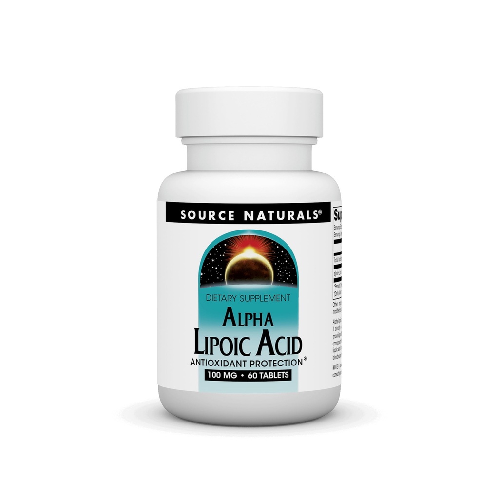 Source Naturals Alpha Lipoic Acid Supports Healthy Sugar Metabolism, Liver Function & Energy Generation* -100 mg - 60 Tablets