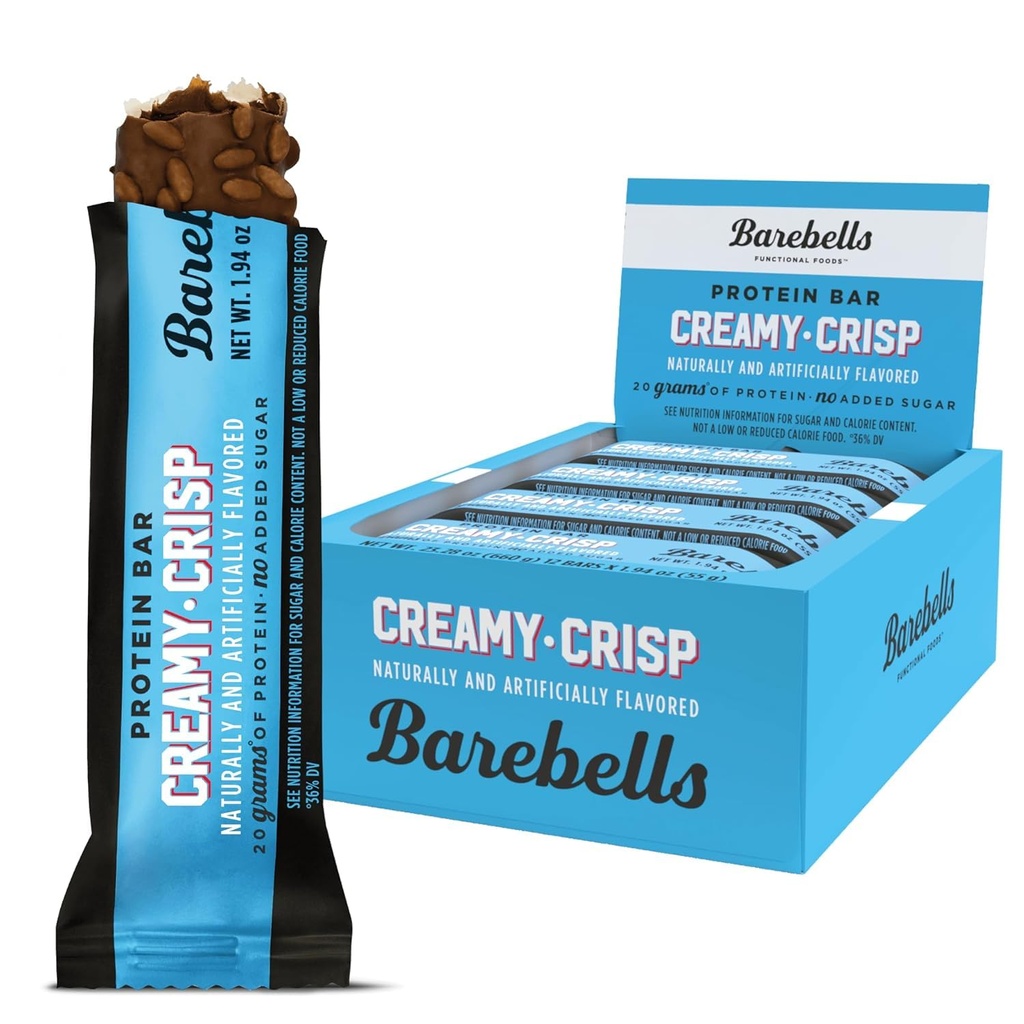 Barebells Protein Bars Creamy Crisp - 12 Count, 20g High Protein Treats - Chocolate Nutrition Bar with 1g Total Sugars - On-The-Go Breakfast or Post-Workout Snack