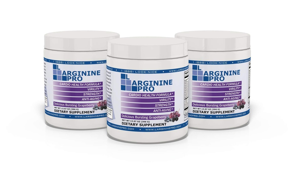 L-ARGININE PRO Silencioso 5,500mg L-Arginine Plus L-Citrulline 1,100mg Grape Powder Drink Mix Suplemento para aumentar la producción de óxido nítrico