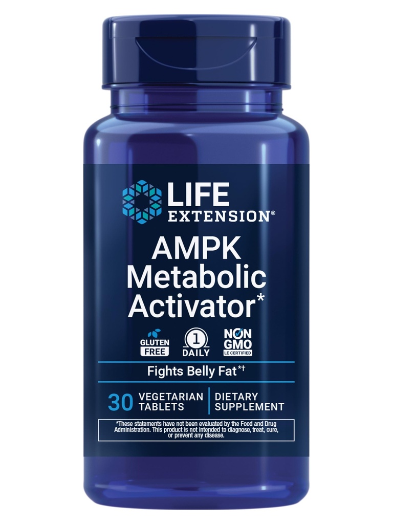 Extensión de vida AMPK Metabólica Activador*, Hesperidin, G. pentaphyllum, Combatir la grasa no deseada del vientre, Meta General Grasa, Libre de gluten, Vegetariano, 1-Día, No GMO, 30 Tablets