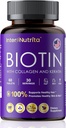 Biotina con colágeno hidrolizado y queratina, 5000mcg Biotina para el crecimiento del cabello,Skin &amp; Nails & Energy Production, USA Made - Vitamina A, C, D3, E, B1, B2, B7, B12 Complex