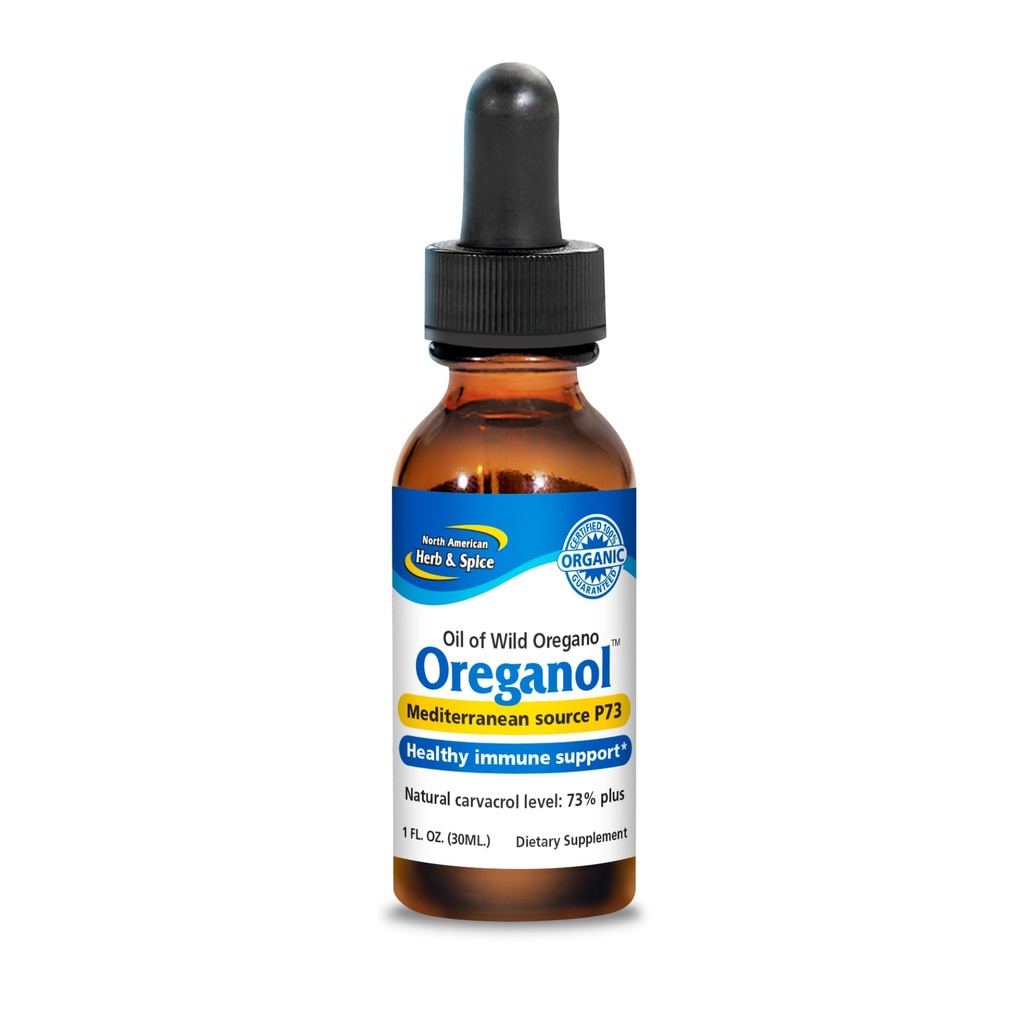NORTH AMERICAN HERB &amp; SPICE Oreganol - 1 fl oz, Pack of 3 - Aceite de orégano salvaje, orgánico - Fuente Mediterránea P73 - Non-GMO - 1296
