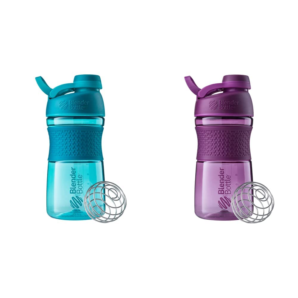 BlenderBottle 20-Ounce SportMixer Shaker Botellas con BlenderBall Wire Whisk, Plum y Teal