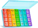 XL Gran organizador semanal de píldoras 4 veces al día, 7 días cajas y organizador AM PM, Big Compartments Pill Case, organizador mensual de medicamentos 28 días dispensador de aceites de pescado