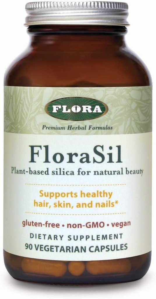 Flora FloraSil 90 Veg Capsules - Silica Supplement with Horsetail Extract for Healthy Hair, Skin, and Nails* - Supports Collagen Formation