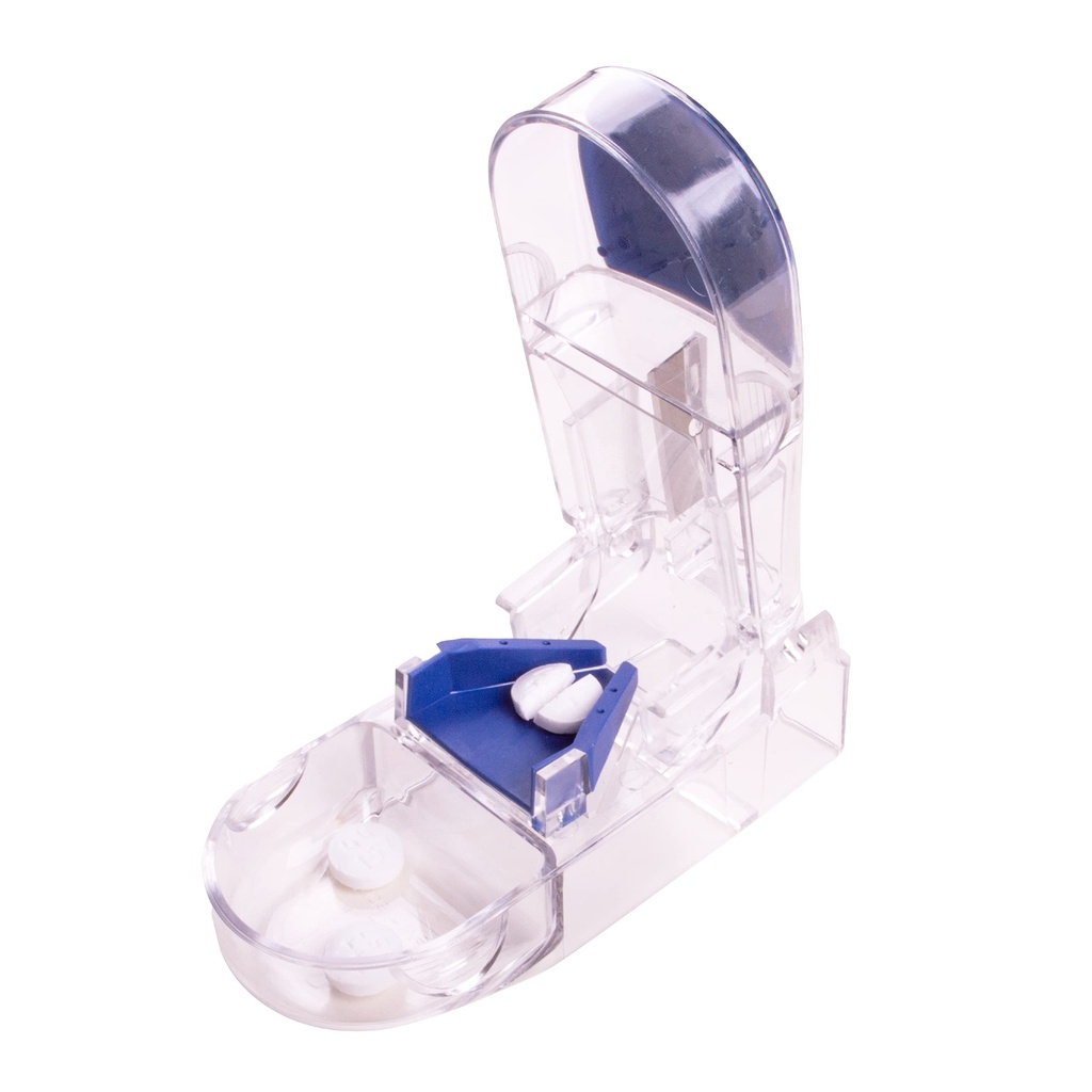 Apex Ultra Pill Cutter, Divisor de Píldora Médica Profesional con Retracting Blade Guard, para Cortes Precisos Pequeñas o Grandes Tabletas, Vitaminas, Azul/Green y Borrar, 1 Conde, Compacto &amp; Viaje
