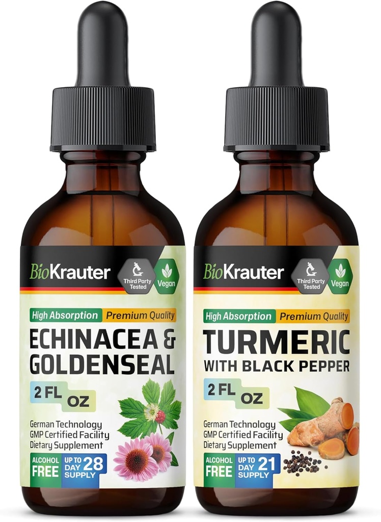 Echinacea con Goldenseal Tintura 2 Fl. Oz. & Turmeric Tincture 2 Fl. Oz.