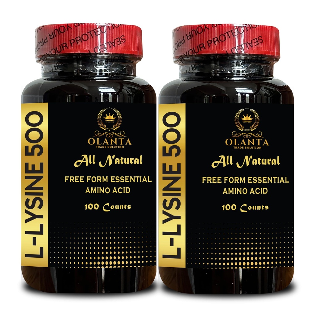 L-LYSINE 500 - L-Lysine 500mg, para la función sana de la inmune, soporta sintesis de colágeno, libre de soja, libre de gluten, no transgénico, suplementos de lisina soporta tejidos saludables y orales - 2 botellas 200 condes