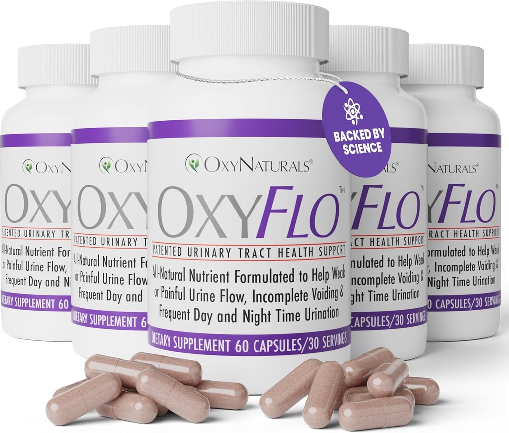 OxyFlo Bladder Control Pills for Women & Men - Reduce Overactive Bladder & Leakage - Supports Urinary Tract (UTIs) Potent Blend of Clinically Proven, Natural Ingredients 5 Bottles (150 Servings)