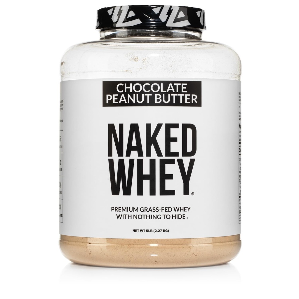NAKED Whey Chocolate Peanut Butter Grass Fed Whey Protein Powder, No GMO, No Soy y Gluten Gratis, Crecimiento de Ayuda y Recuperación - 52 Servimientos