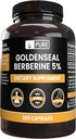 PURE ORIGINAL INGREDIENTES Goldenseal Berberine No Magnesium Or Rice Fillers, Siempre Puro, Lab Verified (365 Conde)