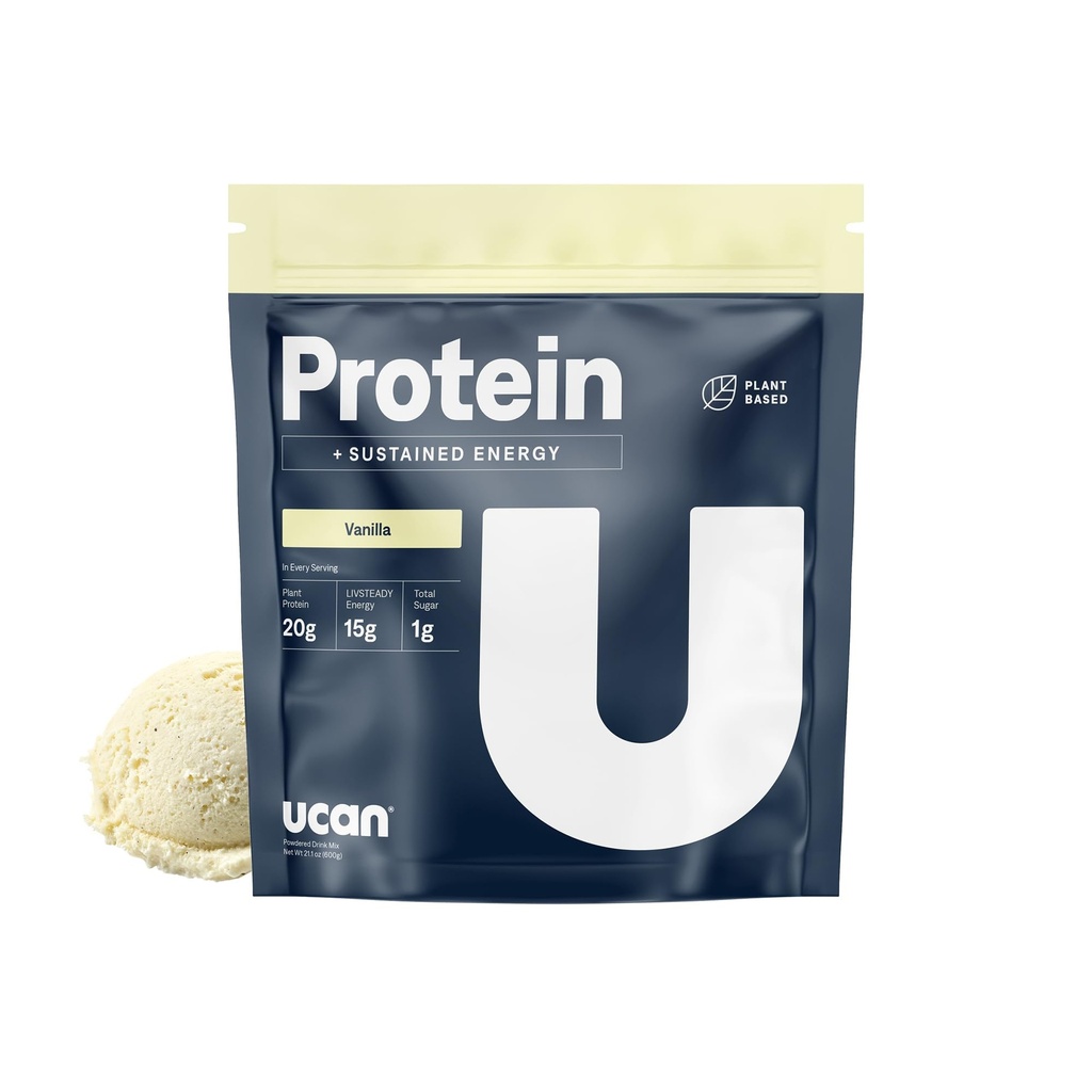 UCAN Energía + Polvo de proteína vegetal - Proteína vegetal vegana 20g Pea Proteína con ácidos aminoácidos EAAs " BCCAs - Polvo de proteína Keto - Sin azúcar añadido, sin gluten - Vainilla - 12 Servimientos