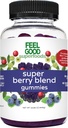 FeelGood Superfoods Super Berry Multivitamin Suplementos, Acai, Amla, Lingonberry, Maqui, Bilberry y Aronia Berry Gummies, Berry Flavor, Vegan, Non-GMO, 60 Condes