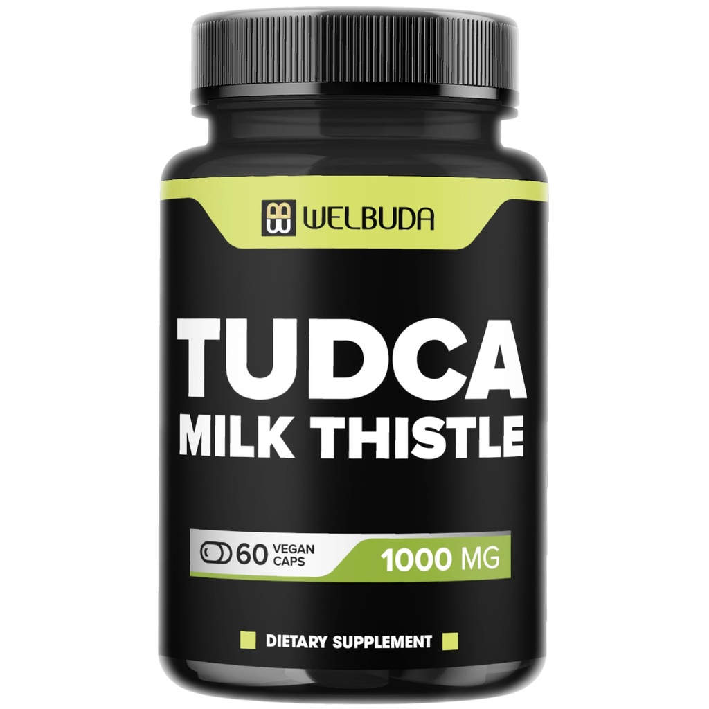 WELBUDA 1000mg Suplemento Tudca con Leche Esteto Extracto - 60 cápsulas Vegan - Apoyo al Sistema Inmunitario, Salud de la Digestión, Purificación del Cuerpo &amp; Salud del Cerebro