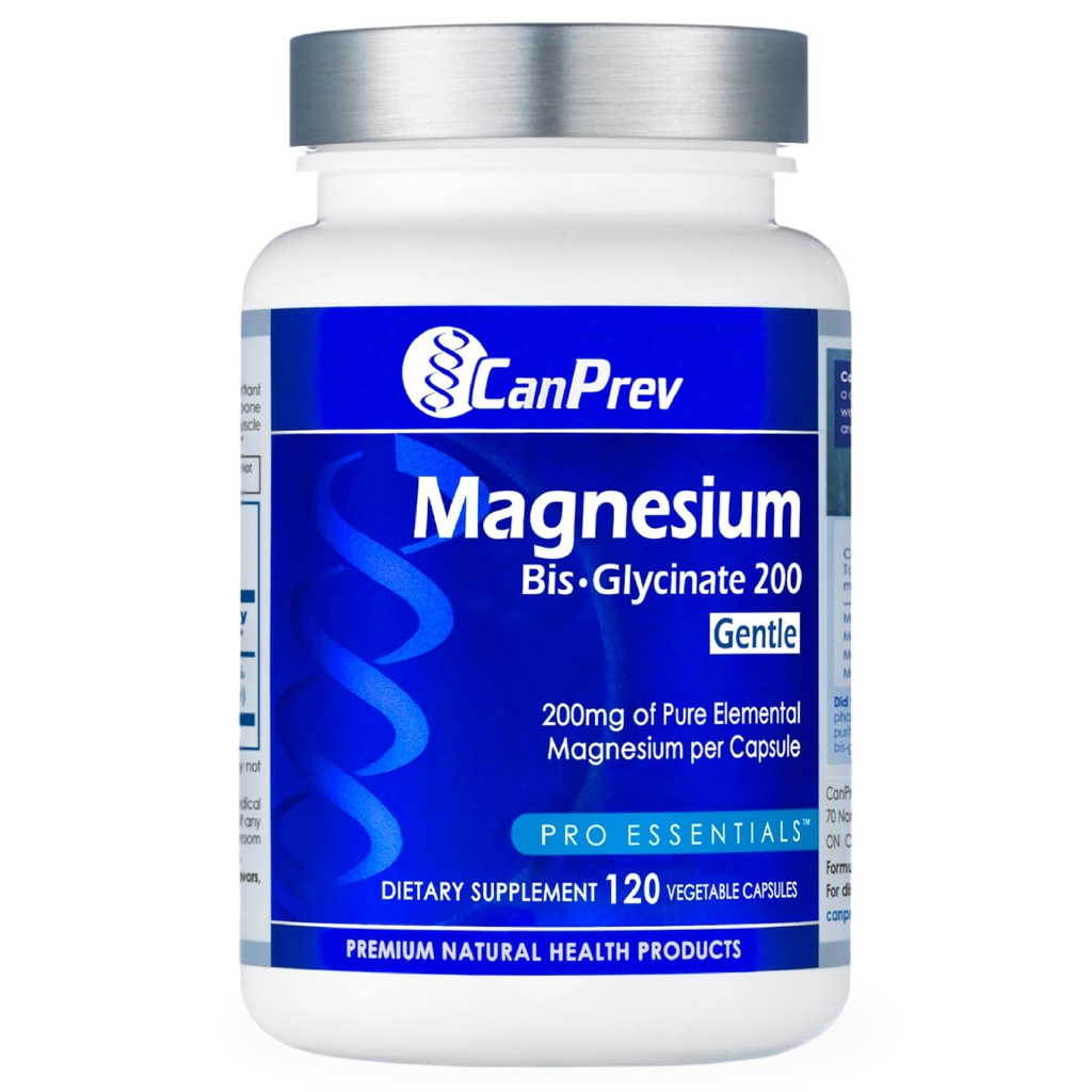 CanPrev Magnesium Bis-Glycinate Gentle 200mg, 120 V-Caps 120-Day Supply - Pure Elemental Magnesium Supplement, Supports Bone and Muscle Function, Gentle on Stomach, Perfect for Daily Magnesium Needs
