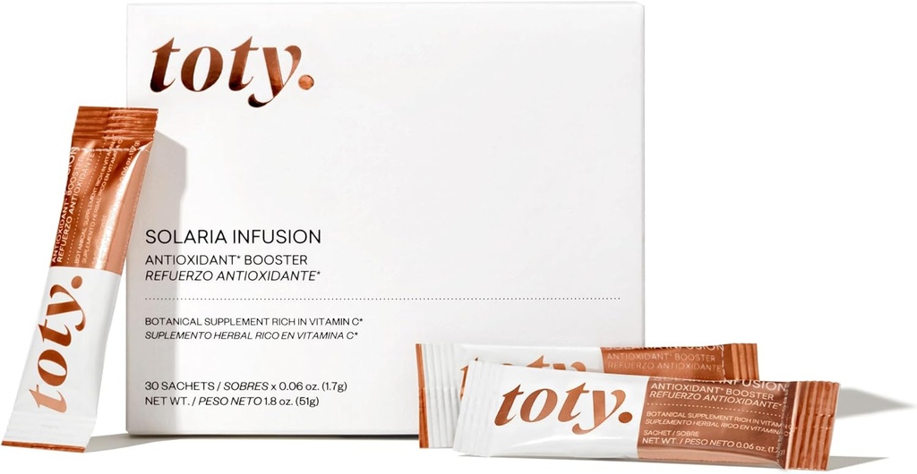 Toty - Solaria Infusión Antioxidante Booster Suplemento dietético - 240 mg Polypodium Leucotomos Extracto, Vitamina C 80mg Por Sofia Vergara - 30 Sachets
