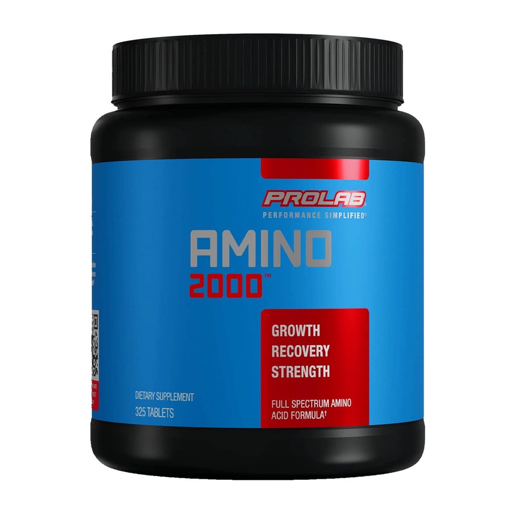 Prolab Amino 2000 Essential Amino Amino Acids Suplemento, Full-Spectrum EAA Formula for Muscle Recovery, Lean Muscle Growth & Performance Support (325 Tablets)