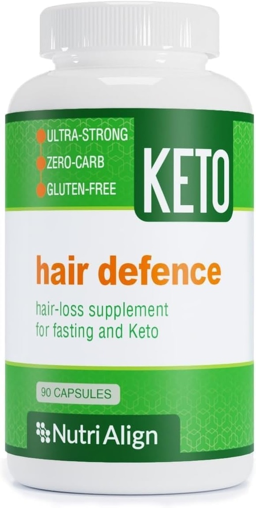 Nutri-Align Hair Defence Complejo de Biotina para Keto y Ayuno Silencio 90 Capsules ← Crecimiento del Pelo de Alta Fuerza Biotina - 2500mcg Biotina por cápsula  durable Vitamin A, Folic Acid &amp; Calcium