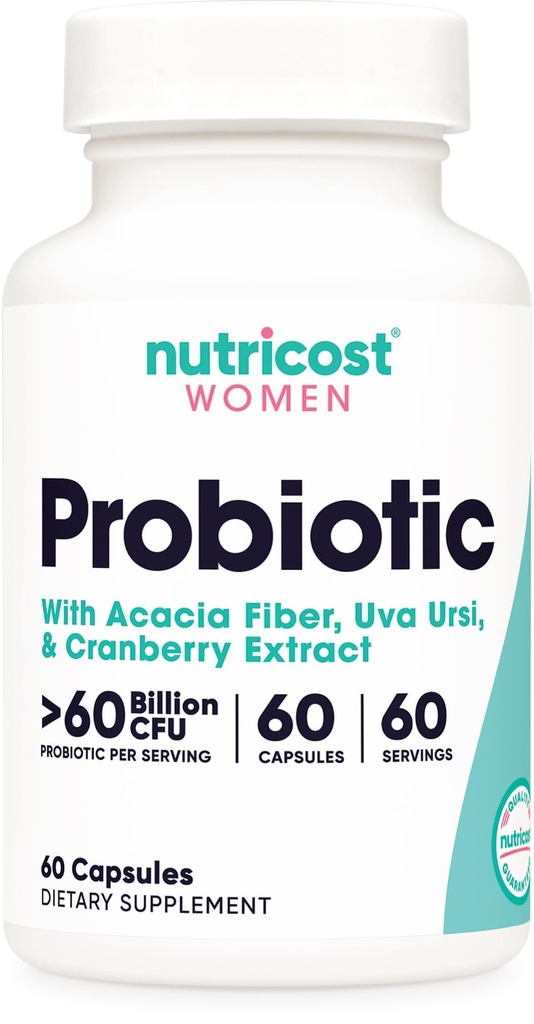 Nutricost Probiotic for Women 60 Billion CFU, 60 Capsules, Complex with Acacia Fiber, Uva Ursi, & Cranberry Extract - Non-GMO & Gluten Free