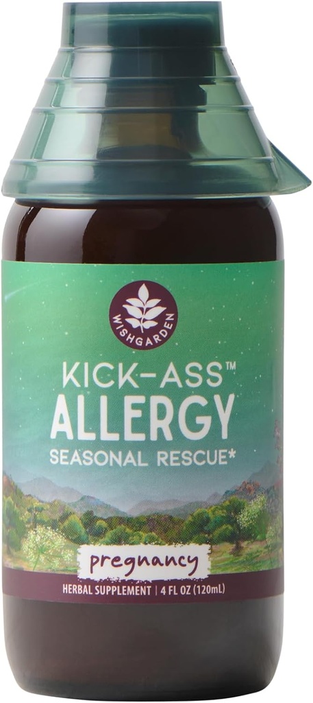 WishGarden Herbs Kick-Ass Allergy for Pregnancy - Plant-Based Herbal Allergy Supplement w/Nettle Leaf, Echinacea & Yerba Santa, Safely Supports Healthy Histamine Response to Seasonal Irritants, 4oz