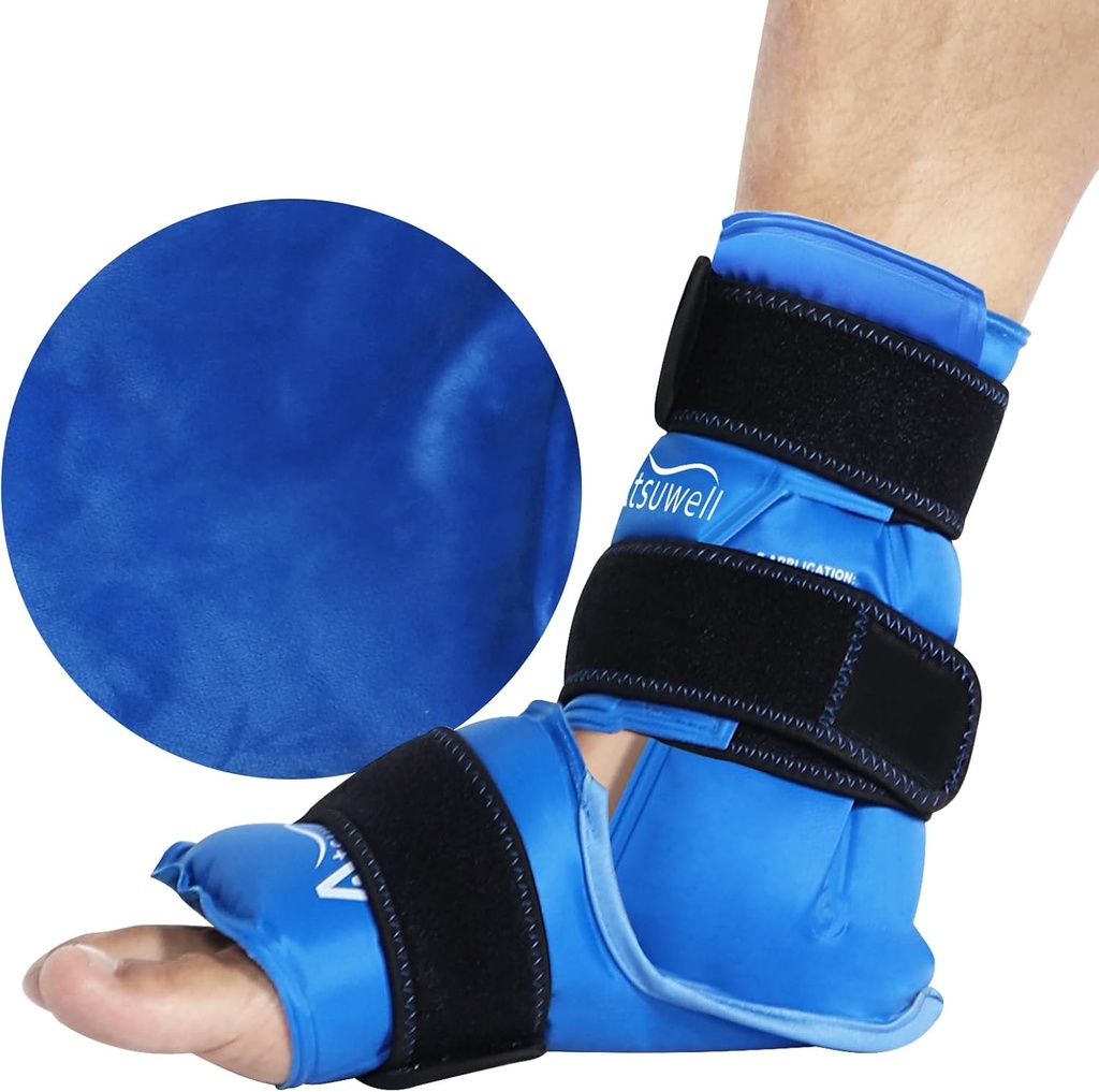 Atsuwell Ankle Ice Pack Wrap, Reusable Ice Pack para Tobillo, Gran Gel Cold Pack Pie para la Compresión Fríada, Flexible Heel Gel Pack para Hombre Mujer, Relax
