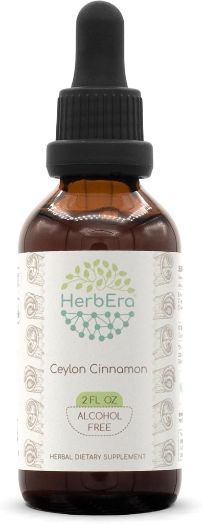 Ceylon Cinnamon B60 Extracto herbario libre de alcohol Tintura, gotas líquidas concentradas Canela natural (Cinnamomum Verum) (2 fl oz)