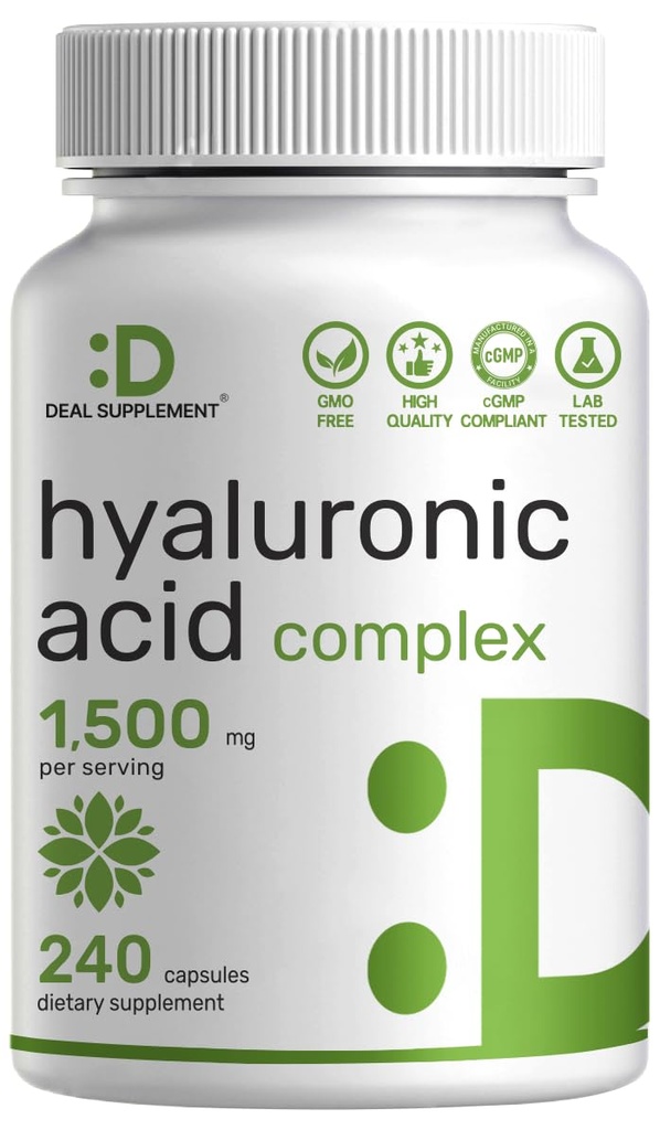 DEAL SUPPLEMENT Hyaluronic Acid Complex 1,500mg – 240 Capsules, with MSM & Vitamin C