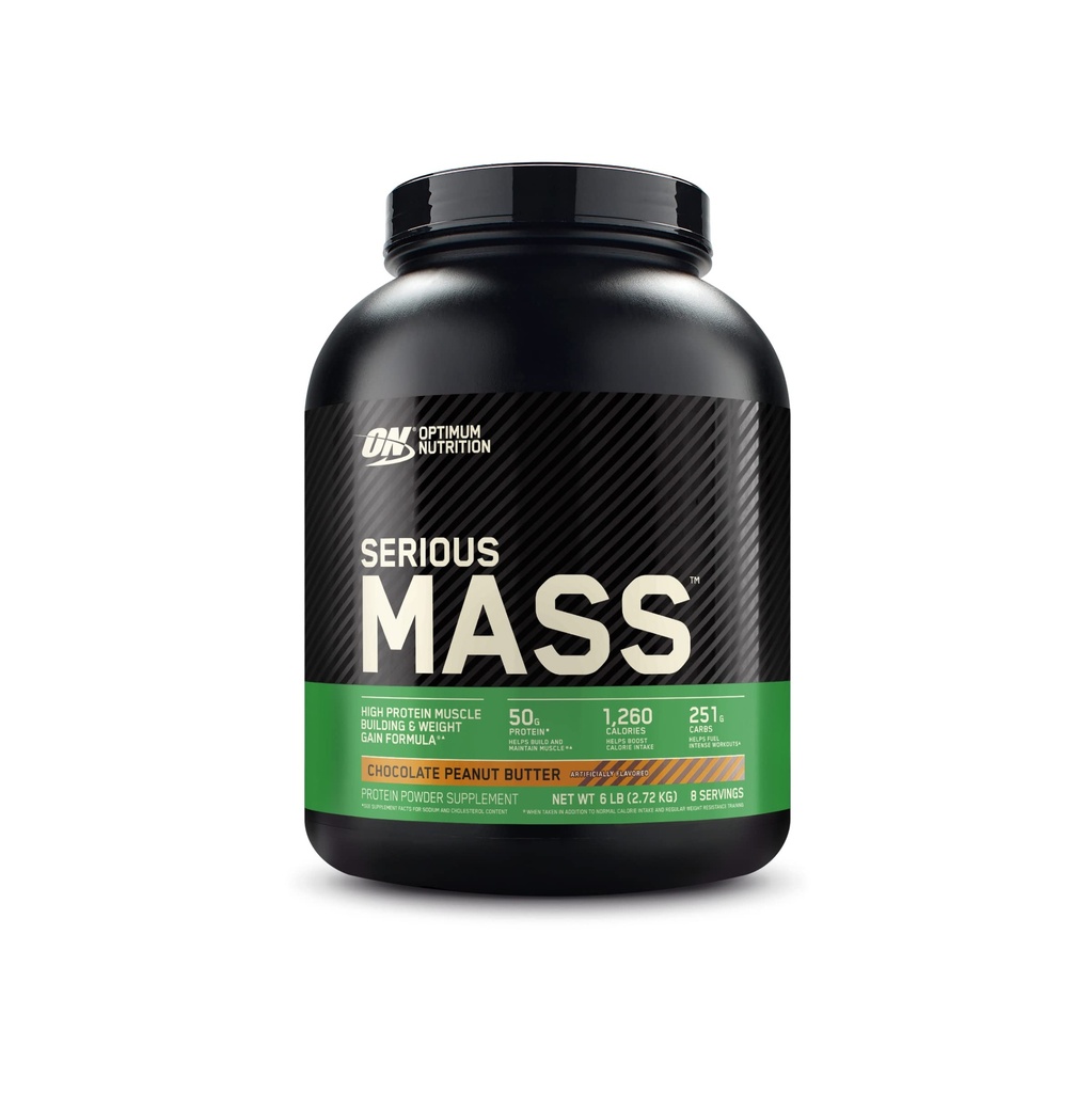 Optimum Nutrition Grave Mass, Weight Gainer Protein Powder, Mass Gainer, Vitamina C y Zinc para Immune Support, Creatine, Chocolate Peanut Butter, 6 libras (Packaging May Vary)