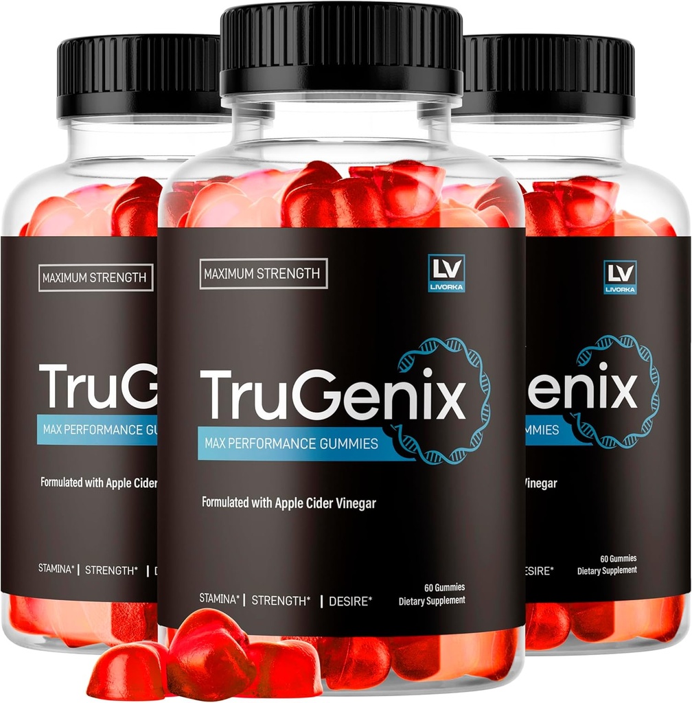 (3 Pack) TruGenix Gummies, TruGenix Gummies for Men, Official TruGenix Gummies Advanced Formula, TruGenix ACV Gummies, TruGenix Support Supplement Gummies, Premium Formula, 180 Gummies for 3 Months