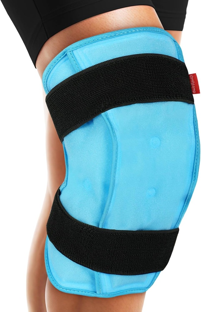 Comfytemp 3D Knee Ice Pack Wrap for injury Reusable Gel, FSA Eligible, Knee Cold Pack Brace Terapia física para Meniscus Tear, dolor de pierna, sustitución, artritis, recuperación muscular, cirugía Get Well Gift