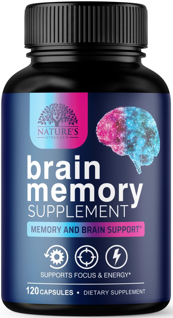 Plantillas de suplemento de memoria cerebral - 3X Nootropía de fuerza para la concentración, claridad y apoyo en foco - Vitaminas cognitivas de salud cerebral con Bacopa, fosfatilserina " DMAE, brote cerebral - 120 cápsulas