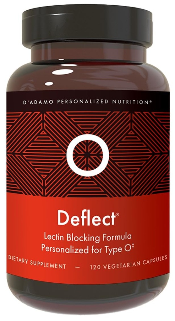 D'Adamo Personalized Nutrition Deflect Lectin Blocker (Blood Type O) - 120 Vegetarian Capsules. Metabolism Booster. Immune Support. Made in The USA.