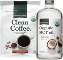 Natural Force Organic Clean Coffee + Organic MCT Oil Bundle – 100% Pure Coconut MCTs & Mold & Mycotoxin Free Coffee – Non-GMO, Keto, Paleo, and Vegan - 12 Oz Bag and 32 Oz Glass Bottle