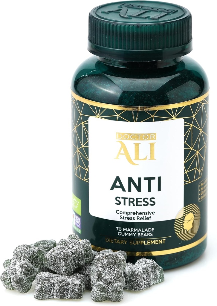 Doctor ALI - Completo Stress Relief Gummies Silencio Hecho con Ingredientes Orgánicos Silencio 70 Conde Silencio Gluten Gratis ← Gelatin Free ← Non-GMO