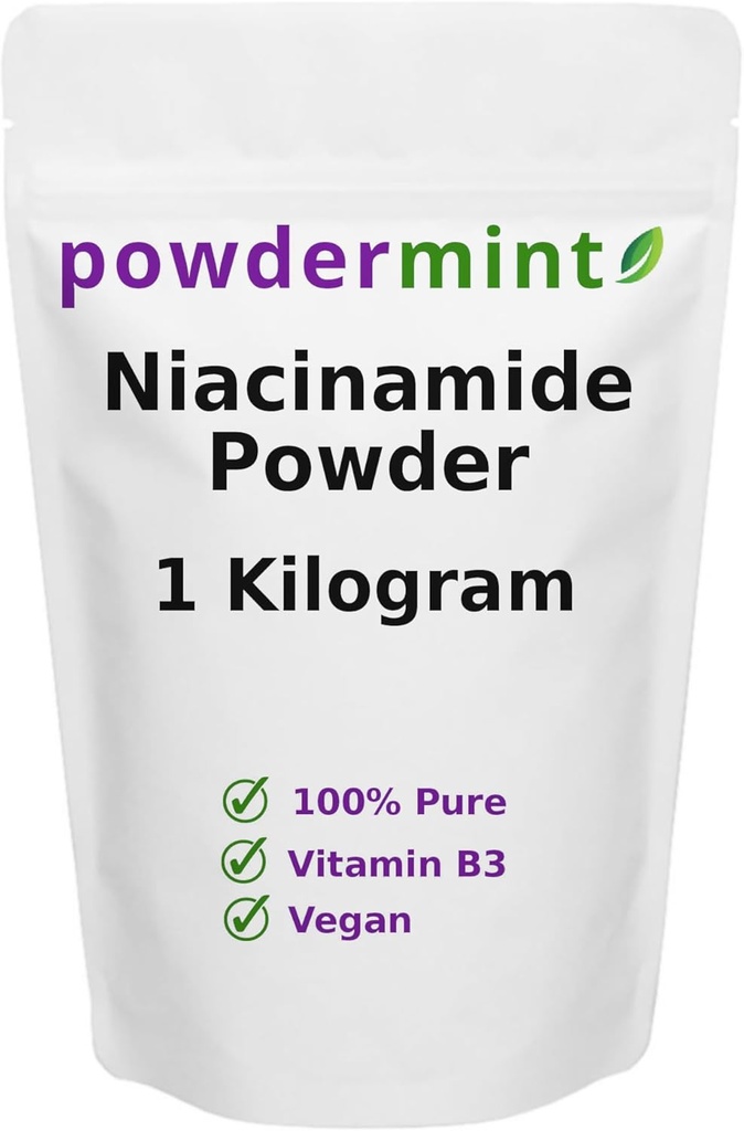 Niacinamide Powder (Vitamin B3) 100% Pure Niacin Powder 500 mg Suplemento sin fluido (1 Kilograma)