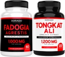Fadogia Agrestis Extract (60 Count) Maximum Strength for Athletic Performance & Muscle Mass and Tongkat Ali For Men (120 Capsules) Longjack Tongkat Ali for Men's Health & Vitality Support - USA Made