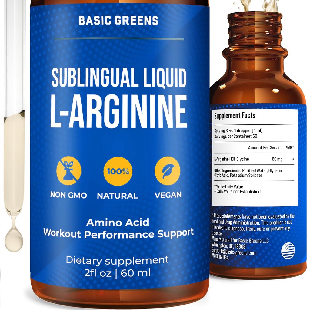 L Arginine Liquid - L-Arginine Supplement for Hombre and Women with Nitric Oxide Precursor, L Arginine Supplement