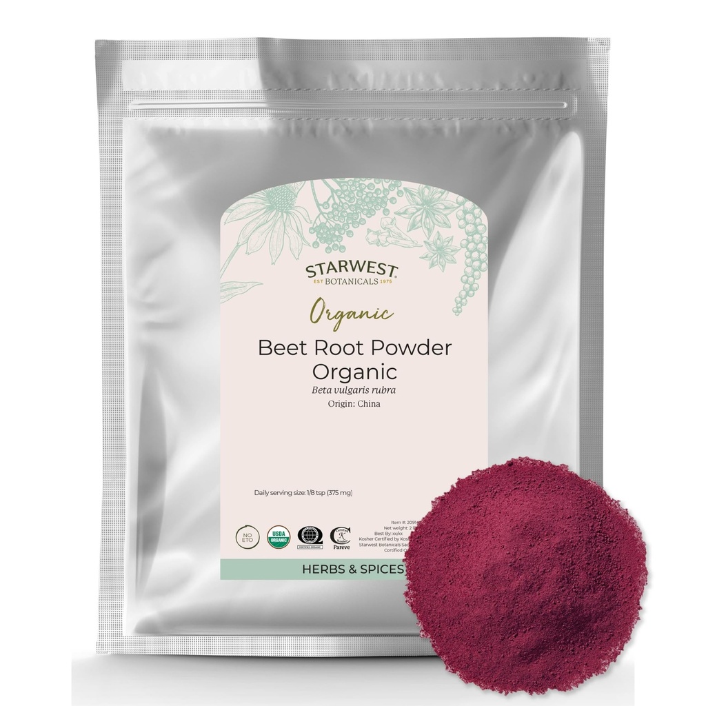 Starwest Botanicals Organic Beet Root Powder for Men &amp; Women - Use for Juice, Smoothies, " Tea, Natural Energy Support, Ground Beet Root, Certified Kosher, Non-GMO - Bulk 2 lb Bag