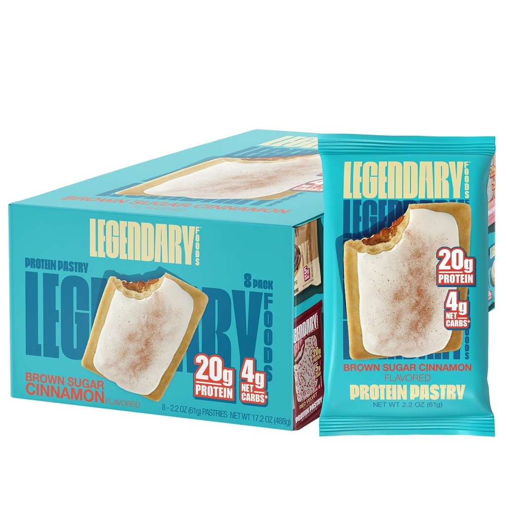 Legendary Foods 20gr Protein Pastry 9-Pack Bundle - Low Carb Tasty Protein Bar Cedric Keto Friendly, No Sugar Added High Protein Breakfast Snacks, Gluten Free Keto Food - Brown Sugar Cinnamon