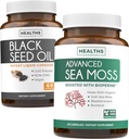 Black Seed Oil & Irish Sea Moss (1-Month Supply) - Wellness Duo Bundle of Black Seed Oil (60 Capsules) Cold-Presed Nigella Sativa & Irish Sea Moss (60 Capsules) con Bioperine y Bladderwrack