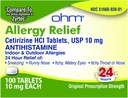 Ohm Cetirizine 10 mg Tablet - Alivio de Alergia de Todos los Días - 100 Cuenta - Anti-Histamínico para Hay Fever, Pollen, Ojos secos de picor - Alivio Efectivo de Todas las Alergias del Día