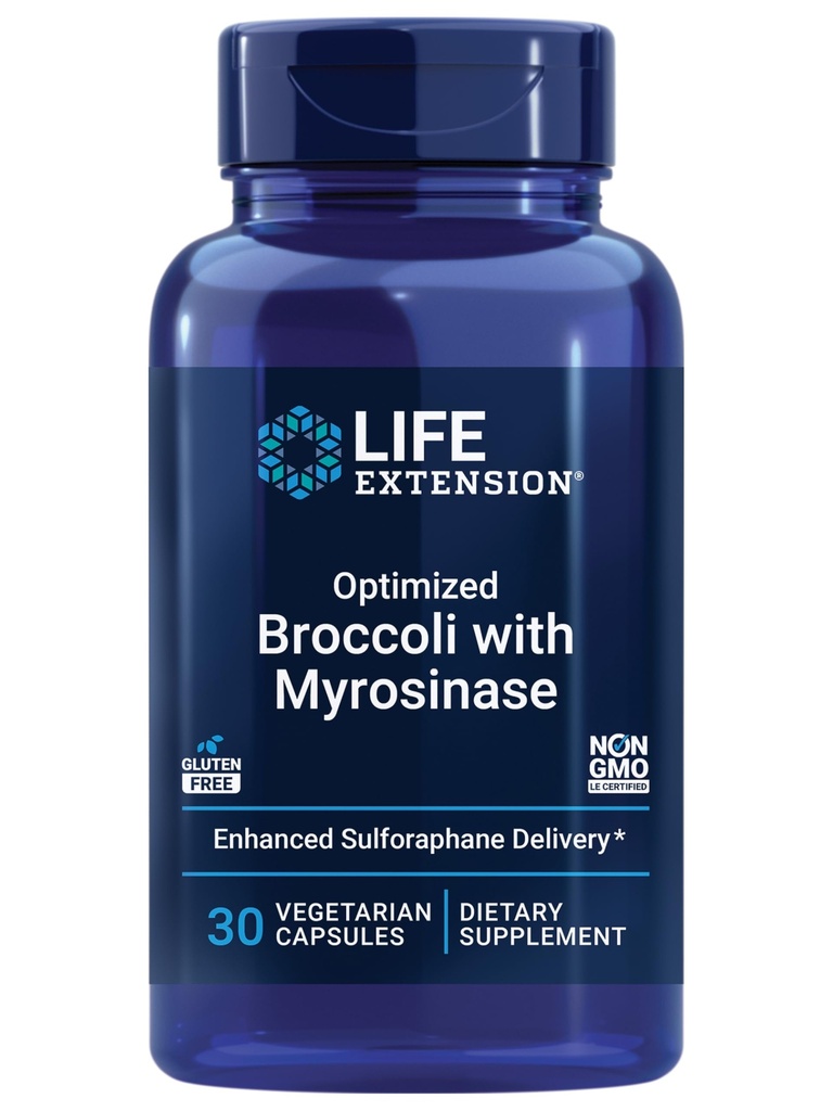 Life Extension Optimized Broccoli with Myrosinase, Liver and Detox Supplement, Advanced bioavailable, Once-Daily, Non-GMO, Vegetarian, Gluten-Free, 30 Capsules